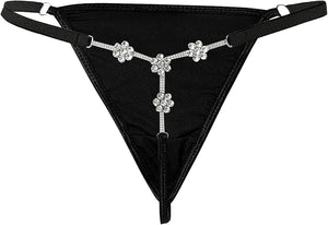 Flower Rhinestone Waist Chain G-String